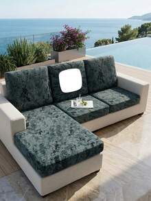 1 chiếc vỏ gối sofa bằng lụa in họa tiết vân đá cẩm thạch màu xanh lục bảo, độ co giãn cao, chống bụi, có thể giặt được, phù hợp cho ban công, sân vườn, hồ bơi và nhiều dịp khác, bán lẻ từng chiếc. - Nhiều màu - Xem 7