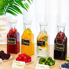 2/4个装高品质果汁容器，带翻盖，塑料材质，防漏设计，可用于盛装果汁和牛奶，也适用于冰茶、冷萃咖啡、含羞草鸡尾酒等——绝佳的生日礼物 - 白色 - 查看 13