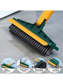 Bàn chải chà sàn xoay 180°, bàn chải vệ sinh nhà cửa - bàn chải làm sạch gạch lát bồn tắm phòng tắm, cán dài, lông bàn chải thẳng và hình chữ V, kèm dụng cụ cạo. - Nhiều màu - Xem 3
