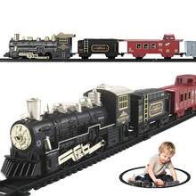 Regalo de Año Nuevo 2026 Tren de música rastreable, juguete de coche de pista eléctrica para niños, mini tren retro, juguete de vehículo eléctrico, nuevo tren pequeño asequible - Negro - Ver 5