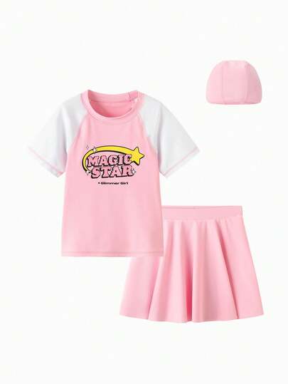 Balabala 2026年新款女童夏季两件式泳衣，防紫外线，柔软抗氯面料，轻盈舒适的泳池连衣裙