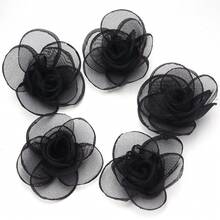 5pcs Burnt Edge Mesh Flower, 4.5cm 3D Floral Decor, For DIY Brooch, Bag Decoration, Wedding Corsage, Wristband, Necklace Flower, Clothing Accessories - Net Flower - View 12
