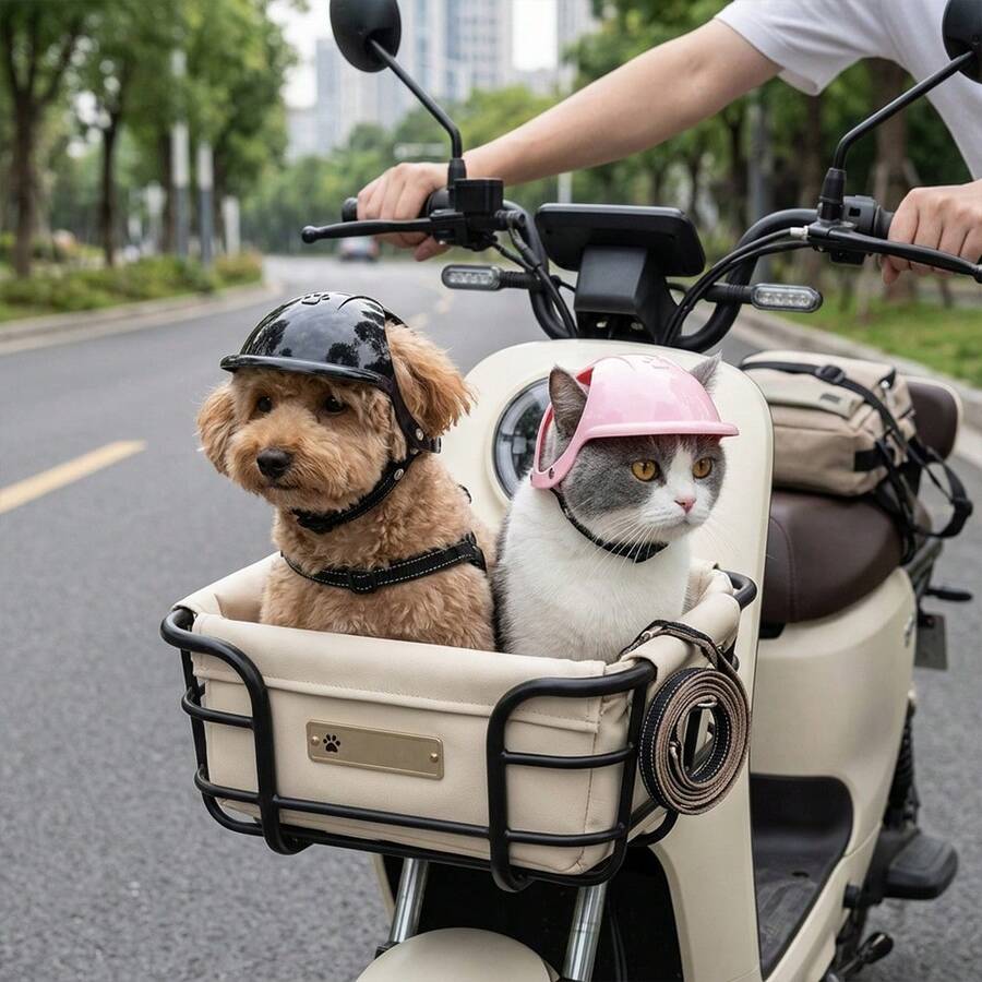1pc Adjustable Pet Outdoor Helmet, Suitable For Dogs And Cats Riding Helmet, Pet Protective Cap, Pet Accessories, Motorcycle Sports Accessories For Small To Medium Pets - Multicolor - View 1