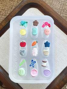 1个硅胶美甲模具，可爱卡通纽扣熊和星星图案，多功能美甲雕刻模具，美甲师必备工具 - 無色 - 查看 14