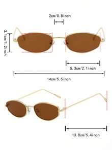 1 Pair Women's Oval Metal Frame Niche Design Retro Personalized Street Style Fashion Fashion Glasses - Gold - View 4