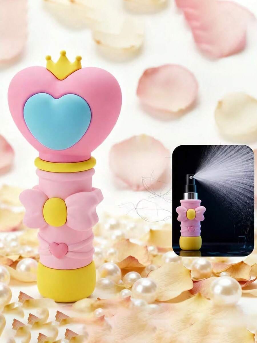 Heart-Shaped Magic Wand Mist Spray Bottle, Mini Makeup Hydrating Mist, Refillable 0.17oz Portable Cute Travel Spray Bottle For Sanitizing, Travel, Portable, Refillable, Facial Makeup, Hydration, Mist Bottle, Refillable Perfume Bottle, Portable Travel Makeup Accessory, Suitable For Women's Moisturizing Cosmetics, Men's Holiday Camping, Outdoor Travel And Holiday Essentials