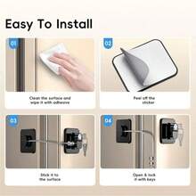 Upgraded Refrigerator Lock With 2 Keys, 1/2/3/4 Pcs Refrigerator Lock With Keys, Home Family Child Safety Lock, Adhesive Window Restrictor Lock For Home, School, Office (Black, White) - Multicolor - View 4
