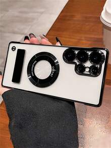 Ốp lưng điện thoại siêu mỏng, độ phân giải cao, trong suốt, không viền, tản nhiệt, hỗ trợ sạc không dây từ tính + giá đỡ gập, tương thích với Samsung S26 Ultra, Galaxy S25 Ultra, S24 Ultra, S23 Ultra, S22 Ultra, S26, S25, S24 Plus, thiết kế tối giản, mạ trong suốt, bảo vệ mặt sau. - màu đen - Xem 2