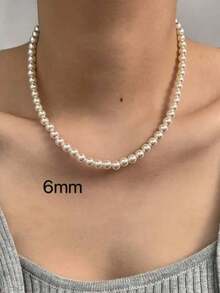 Bộ trang sức hạt ngọc trai 4 món, Bộ vòng cổ, vòng tay, hoa tai bằng bạc 925 đơn giản thời trang, Kích thước ngọc trai 6mm/8mm/10mm, Quà tặng cho phụ nữ, Đi kèm hộp quà màu đen (Số lượng ngọc trai là ngẫu nhiên) - trắng - Xem 6