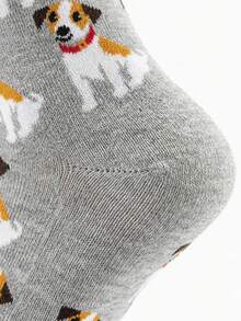 1 đôi tất cổ cao unisex họa tiết chó hoạt hình, thiết kế kiểu cún con dễ thương, thoáng khí và thoải mái, vật dụng cần thiết cho người yêu chó / mặc hàng ngày. - Nhiều màu - Xem 5
