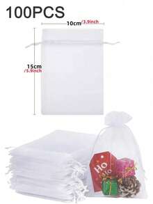 10-200pcs Organza Drawstring Pouches, Gift Bags Candy Jewelry Party Wedding Favor Bags Gift For Christmas Candy Wedding Birthday - Multicolor - View 14