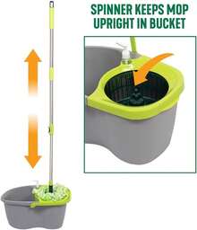 Pine-Sol Spin Mop And Bucket Set - Microfiber Mop Head With Extendable Handle And Easy Wring Bucket - Multi Surface Floor Cleaning System For Wet Mopping - 1 - Xem 4