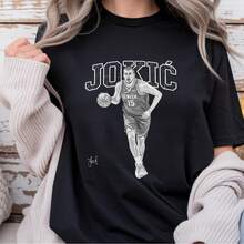 Nikola Joki T-Shirt Vintage Basketball Tee Gift For Basketball Fans N BA Shirt  N BA All Star Shirt N BA Streetwear Gift For - 黑色 - 查看 1
