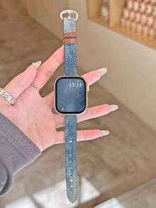 Retro Fashion Slim Denim Band, Suitable For Watch Series 1/2/3/4/5/6/7/8/9/10/SE/Ultra 38mm 40mm 41mm 42mm 44mm 45mm 49mm, Minimalist, Casual, For Men And Women - Dark Blue - View 4