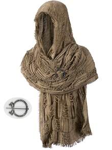 1pc Medieval Vintage Hooded Cloak Scarf, Women's Retro Distressed Mesh Hooded Cloak Shawl, Cosplay Costume Accessory,Party - Multicolor - View 12