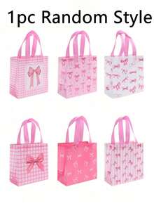 12 Stück/6 Stück rosa Schleifen Geschenktüten - Vliesstoff Geschenktüten und Einkaufstüten; geeignet für Geschenkverpackung bei Geburtstagsfeiern, Schleifen-Themen-Partys, Hochzeiten, Jahrestagen, Abschlussfeiern, Junggesellinnenabschiede und Muttertag - Einheitsgröße - Übersicht 9