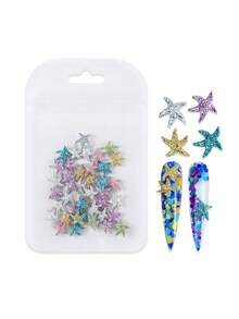 30pcs Starfish Nail Art Decorations, Colorful Resin Rivet Starfish Nail Accessories For Summer Ocean Theme, 3D Rhinestone Starfish Nail Jewelry, Shiny Crystal Starfish Nail Decor, Suitable For Beach Theme DIY Nail Art, Nail Salon Sparkling Starfish Nail Rivets - Multicolor - View 5