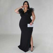 Vestido de fiesta ajustado de color sólido para mujer - Blanco - Ver 4