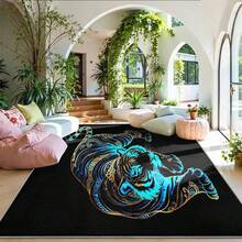 Thảm trải sàn nhung họa tiết xanh thời trang, bề mặt mềm mại, thân thiện với da, chống trơn trượt và chống mài mòn. Nền đen vàng với họa tiết xanh lam và hổ mạ vàng, ngay lập tức nâng tầm không gian phòng ngủ với vẻ uy nghi và thanh lịch theo phong cách Trung Hoa. - A - Xem 2