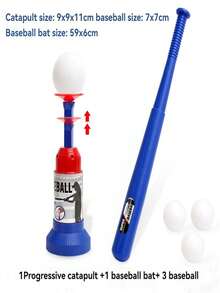 Kids Fun Baseball Launcher Toy Set, Retractable Baseball Bat, Foot-Operated Semi-Automatic Baseball Launcher, Interactive Indoor/Outdoor Baseball Training Equipment, Birthday Gift For Boys And Girls 3+ Years Old - 彩色 - 查看 12