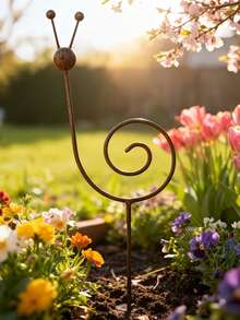 Rusty Metal Snail Plant Support Stake/Minimalist Garden Decor - Suitable For Countryside Style Yard, Lawn And Garden Decoration, Snail Sculpture Gift For Friends And Colleagues - Snail Decorative Pile - View 7