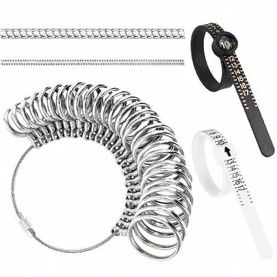 KLONKEE 5Pcs/Set Ring Sizer Measuring Tool Kit Ring Sizing Kit Metal Ring Measurer And Ring Sizers US Ring Size Gauge 0-13 With Half Size For Women Men Finger Sizing 2 PCS Reusable Size Tape 1-17