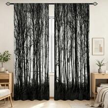 2 tấm rèm cửa in họa tiết Rừng Đen, chất liệu polyester, kiểu treo thanh rèm, thích hợp trang trí phòng khách, phòng ngủ hoặc phòng chơi game - Lấy cảm hứng từ thiết kế nghệ thuật của thiên nhiên, có thể giặt máy. - Nhiều màu - Xem 1