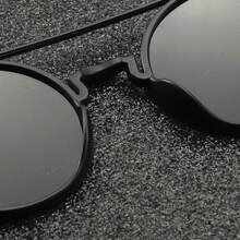 Unisex Steampunk Fashion Glasses With Vintage Metal Spring Decoration, Round Large Frame Women's Glasses, Men's Cool Black Hip-Hop Party Glasses - Khung đen, màng đỏ - Xem 8