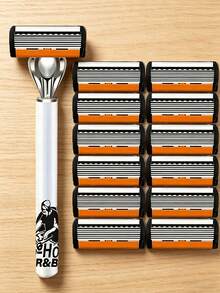 6-Layer High-End Men's Razor, Travel Essential, Non-Slip Ergonomic Handle, Durable Stainless Steel Blades, Smooth Shave, Close Shave, Non-Irritating, Precise Shaving, Beard Trimming Essential, Men's Must-Have Shaving Razor, Easy To Clean - 1 Handle + 12 Blades - View 16