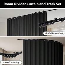 Room Divider Out Curtains Ceiling Curtain Track Set Wall Mount Extra Wide Track Curtains Flexible Sliding Curtain Rod Room Separation PrivacyW 108 X H 84 In Drape Rail - Black - View 4