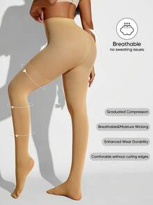 Women's Black 15-20mmHg Compression Pantyhose - Apricot - View 4