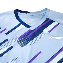 LI-NING Badminton Series Quick-Dry Cool Match Jersey, Unisex 100% Polyester Breathable Professional Tournament Training T-Shirt AAYV033 - Phytocyanin - View 5