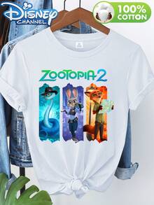 (Disney Licensed) Zootopia 2 Judy Hopps Printed T-Shirt. New Character From Zootopia 2. Casual Short-Sleeved Shirt Perfect For Everyday Wear, Shopping, Traveling, Parties, Or Lounging At Home. Also Makes A Great Gift. Every Woman Should Have One. - 白色 - 查看 1
