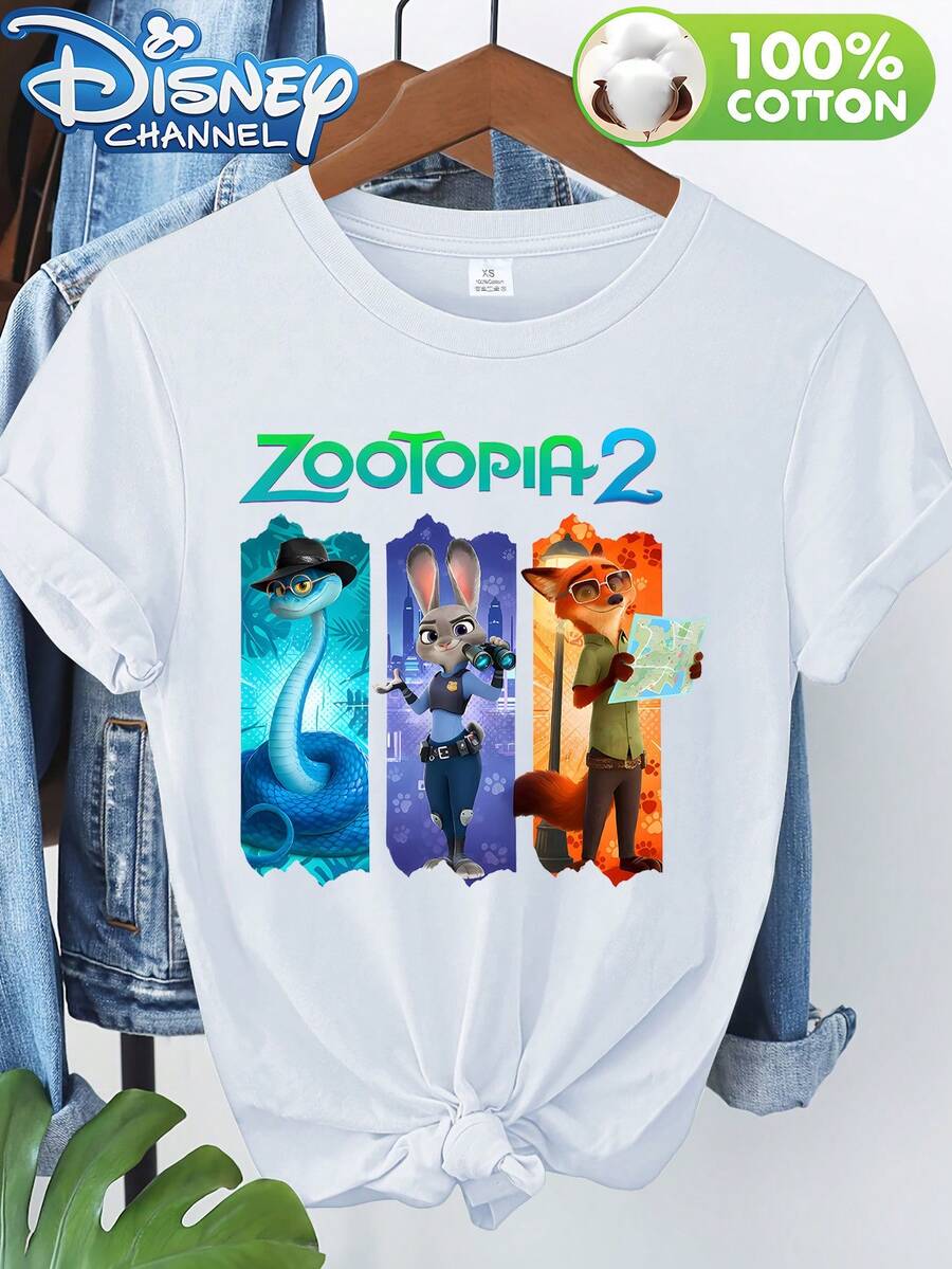(Disney Licensed) Zootopia 2 Judy Hopps Printed T-Shirt. New Character From Zootopia 2. Casual Short-Sleeved Shirt Perfect For Everyday Wear, Shopping, Traveling, Parties, Or Lounging At Home. Also Makes A Great Gift. Every Woman Should Have One. - 白色 - 查看 1