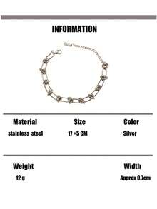 1 pieza Pulsera de acero inoxidable con cadena retorcida y anudada personalizada, estilo punk rock alternativo, estilo callejero para superposición, adecuada para hombres y mujeres - Pulsera anudada - Ver 6