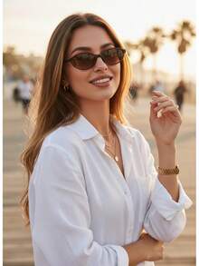 1pc Women's Eye Narrow Vintage Versatile Street Style Fashion Glasses, Suitable Parties And Events Boho Vacay Vacay Vibes Preppy Style Back To School - màu đen - Xem 3