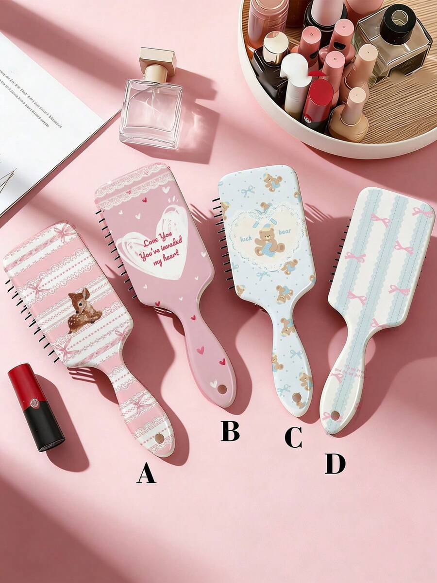 1 chiếc lược chải tóc đệm khí ren hồng, lược massage da đầu kiểu dáng ngọt ngào nữ tính INS, lược chống tĩnh điện gỡ rối dành cho phụ nữ và bé gái - Nhiều màu - Xem 1