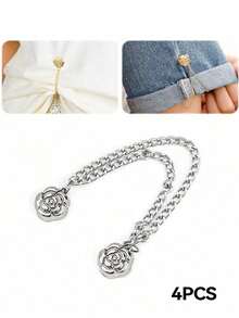 4件/套 可调节磁性山茶花袖口夹 - 合金材质，可拆卸下摆夹，适用于T恤、裤子，以及调节过长的连衣裙袖子 - 彩色 - 查看 18