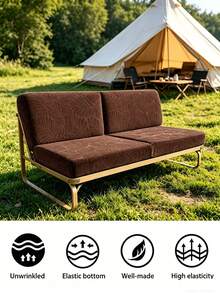 1 Peça Capa de Almofada de Assento de Sofá Jacquard de Cor Sólida, Jacquard de Alta Elasticidade à Prova de Poeira e Sujeira, Antiderrapante, Removível e Lavável para Quarto, Escritório, Sofá - Café - Visão 2