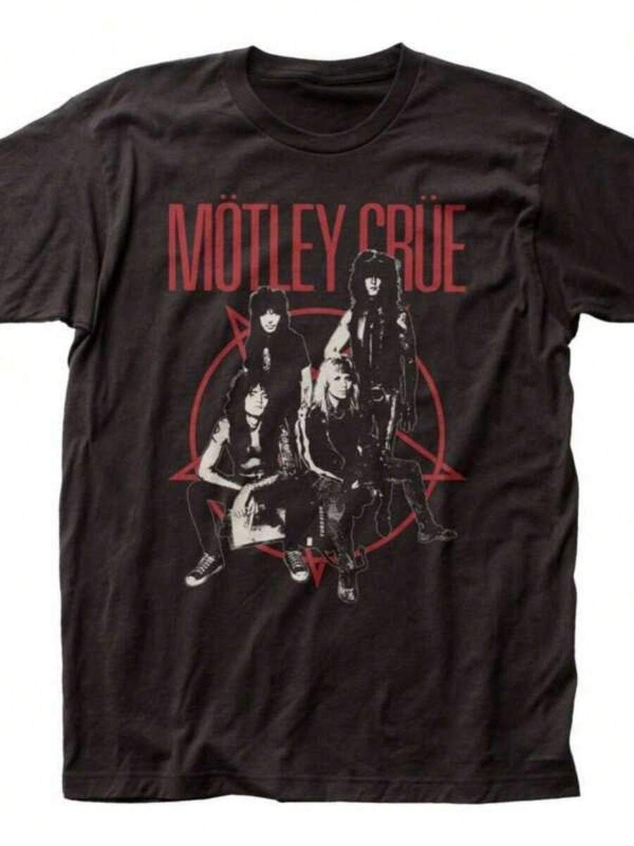 Fashion,All MatchFashion,All MatchMotley Crue Group T Shirt Mens Licensed Rock N Roll Band Retro Tee New,Sommer,Tops,Top,T Shirt,Cardigan,,Sommer Top,Standard Fit, All Season Wear,Sommer,Tops,Top,T Shirt,Cardigan,,Sommer Top,Standard Fit, All Season Wear - 黑色 - 查看 1