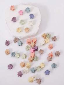 50pcs/Pack Random Color Flower Hair Clips, Suitable For Girls - Multicolor - View 2