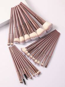 43件套高级全套化妆工具套装，含25支化妆刷、海绵、粉扑、发带、腕带和刷子清洁器 - 女士女孩豪华美容礼品套装 - 粉色 - 查看 12