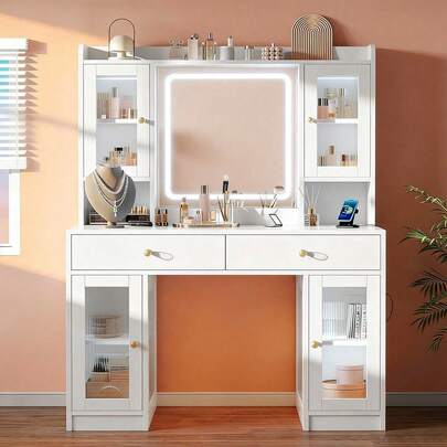 Vanity Led 3 Colores Almacenamiento Grande + Usb