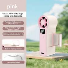 1pc Summer Bestseller 1800mAh Capacity Handheld Fan With Mirror, High-Speed Portable Swirl Smart Display Continuous Runtime Strengthened Airflow Mini Fan With Mirror - 多色 - 查看 13