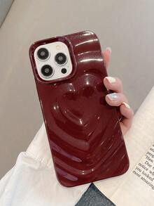 1. Họa tiết trái tim 3D xếp ly mạ điện, phù hợp với ốp lưng điện thoại Apple. - Đỏ - Xem 2