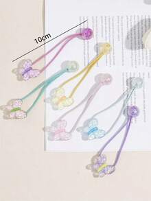 1Pc/6Pcs Teen's High Ponytail Rubber Band Around The Hair Rope Girl Love Butterfly Hair Tie Little Girl Head Rope Princess Does Not Hurt Hair Accessories Glitter Butterfly Hair Scrunchies No Card Ponytail Holders Hair Rubber Bands Hair Rope Beauty Home Bedroom Decor Travel Accessories Hair Elastics Elastic Hair Tie - Multicolor - View 2