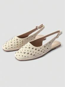 ADAMUMU New Women's High-Fashion Comfortable Sequin Flat Shoes, Cute For Daily And Party Wear, Holiday & Spring/Summer - Beige - View 2