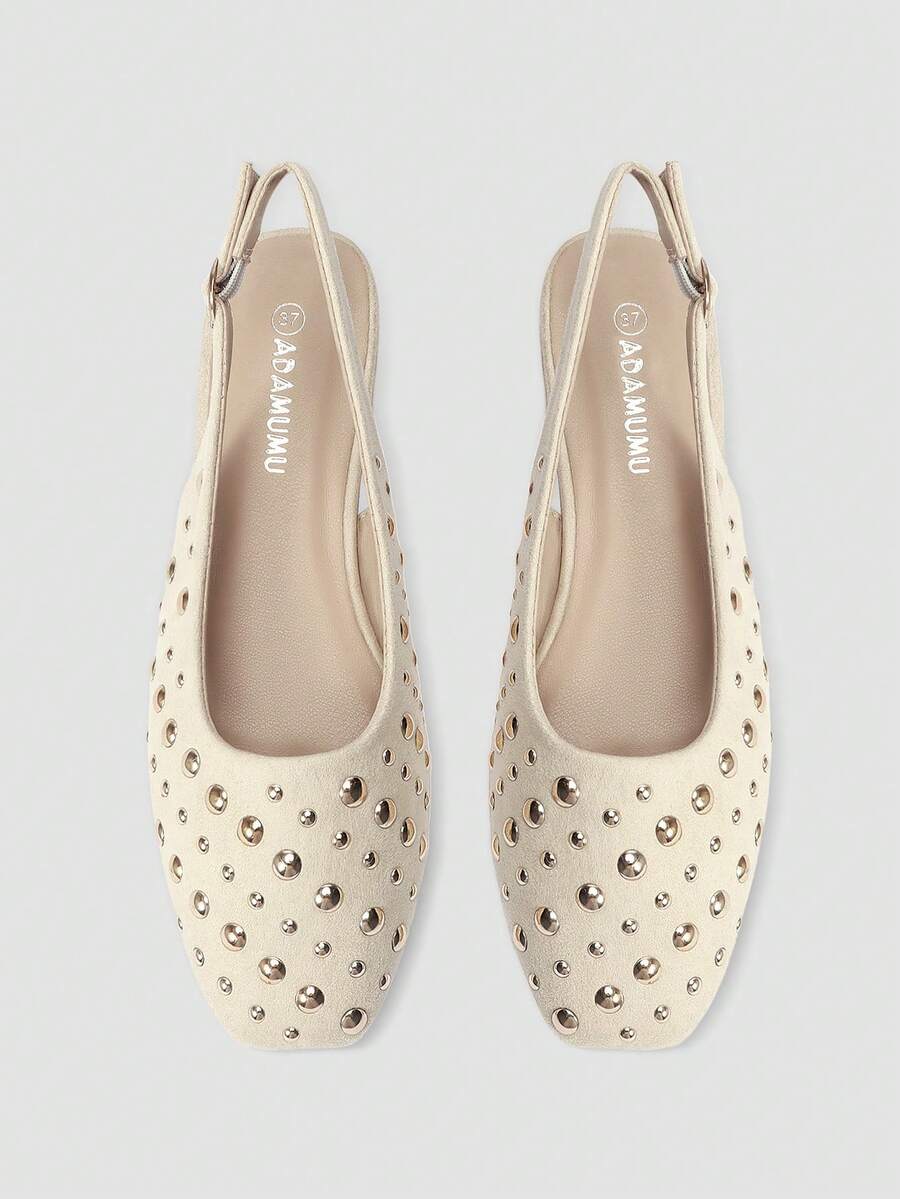 ADAMUMU New Women's High-Fashion Comfortable Sequin Flat Shoes, Cute For Daily And Party Wear, Holiday & Spring/Summer - Beige - View 1