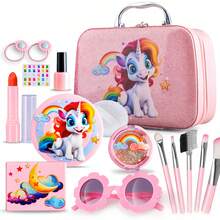 22PCS Children's Fake Cosmetic Sets, Girl's Fake Grooming Toys, Realistic Pretend-Play Princess Makeup Handbag, Eyeshadow And Lipstick Birthday Gift Box(The Color Of The Accessories Andthe Style Of The Stickers Are Random.) - Multicolor - View 15