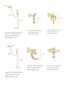 1 đôi bông tai bạc 925 mạ vàng 18K, kiểu cài móng vuốt, thích hợp cho xỏ khuyên xương tai/sụn tai/xoắn tai, trang sức ít gây dị ứng, phù hợp cho phụ nữ và bé gái đeo hàng ngày, dự đám cưới, tiệc tùng, lễ đính hôn. - Bạc - Xem 12